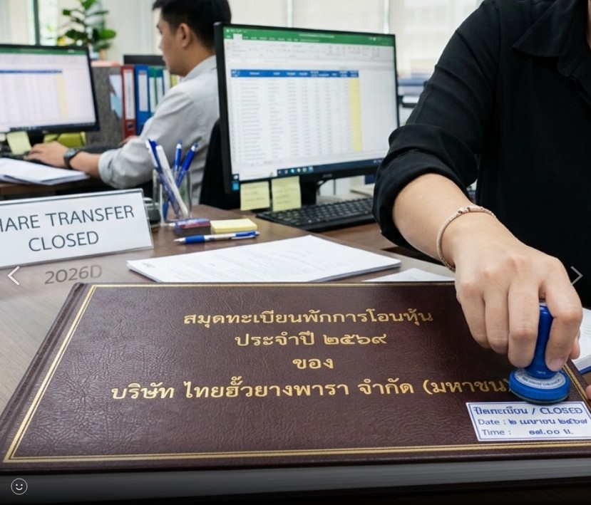 ปิดสมุดทะเบียนพักการโอนหุ้น ประจำปี 2569